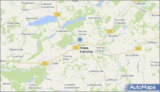 mapa Nowa Karczma, Nowa Karczma powiat kościerski na mapie Targeo
